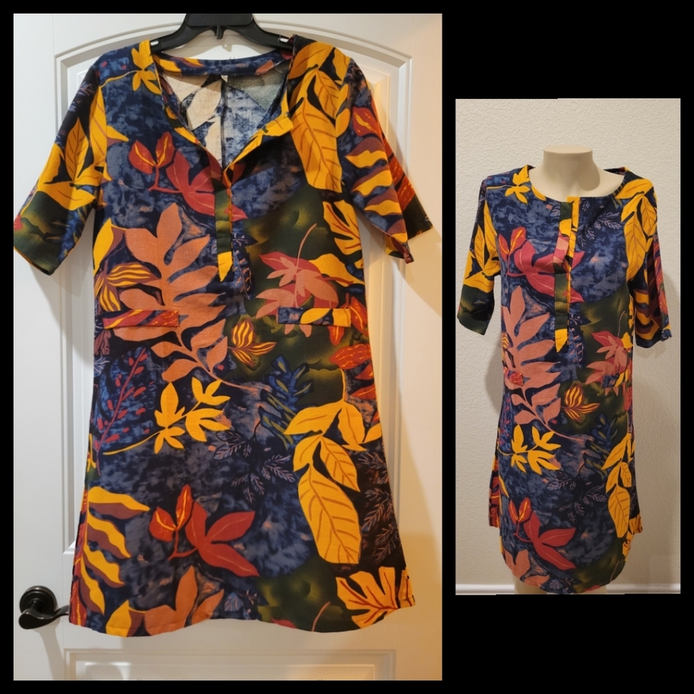 cotton floral pullover dress small